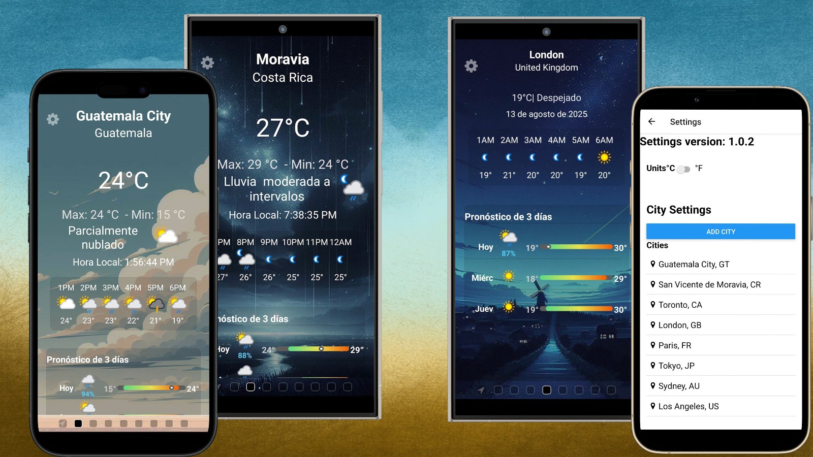 Screenshot of the CesClima app